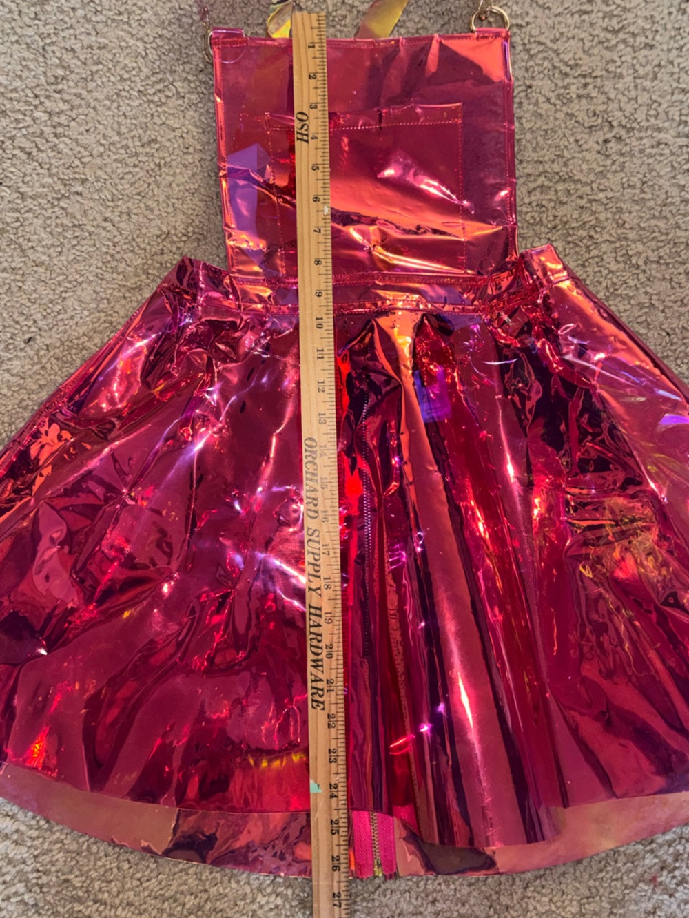 Dolls Kill Club Exx Suke Pink Translucent Holographic Apron Pinafore Dress L - Picture 5 of 14